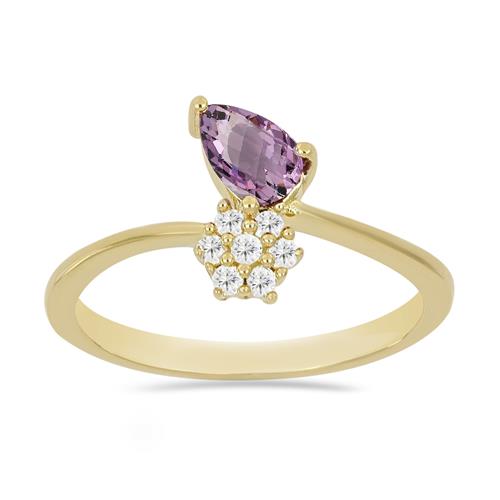 BUY NATURAL PINK AMETHYST GEMSTONE CLASSIC RING IN STERLING SILVER